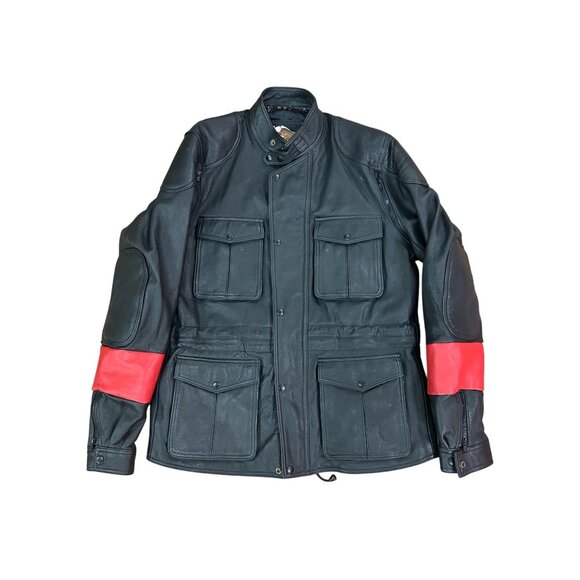Harley-Davidson Mens Leather Jacket Biker Motorcycle Vented Riding 44 Black/Red